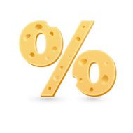 Cheese percent mark Symbol isolated on white