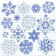 Winter Snowflakes Sketchy Doodles Vector Set N2