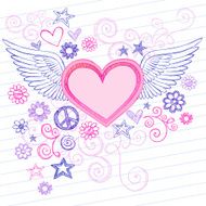 Hand-Drawn Sketchy Heart with Wings Doodles N2