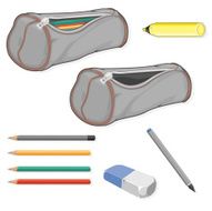 Pencil case with Pencils and an eraser