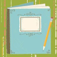 Scrapbook cover with pencil