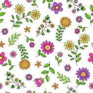 Flower Doodles Seamless Repeat Pattern Background N2