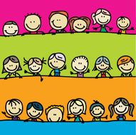 Doodle borders of happy kids N2