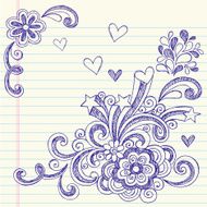 Hand-Drawn Sketchy Doodle Flowers and Swirls N2