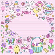Happy Easter- Eggs and Spring Flowers Doodle Set N2