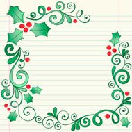 Sketchy Doodle Christmas Holly Border N2