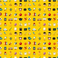 Cartoon school icons seamless pattern