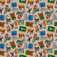 Cartoon school icons seamless pattern N2