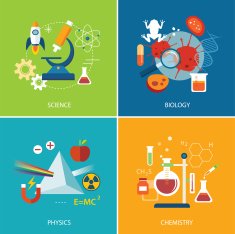 science concept physics chemistry biology flat design N2
