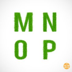 M N O P uppercase with grass textured isolated vector