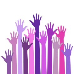 Violet colorful up hands