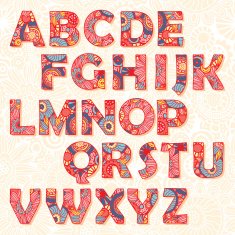 Multicolored floral alphabet