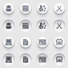 Education icons on white buttons Set 2 N2