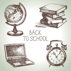 Hand drawn vector school object set N5