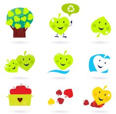 Green & red nature and recycle environment icons
