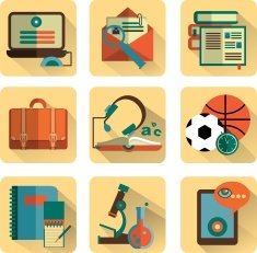 set of flat icons education