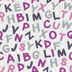 Seamless pattern with hand drawn letters Purple gray lilac V N2
