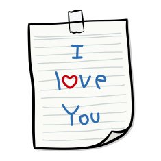paper note with text I love you