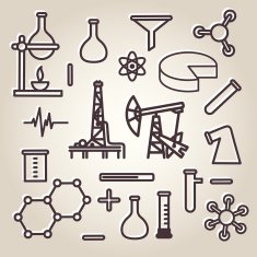 Black line minimalistic science icons set