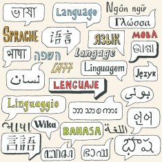 Languages colorful set Hand drawn Vector illustration N2