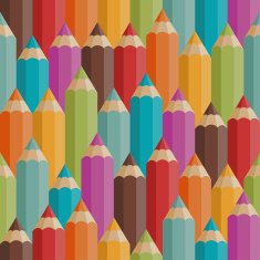 Seamless pattern with colored pencils in retro style N3