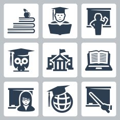 Higher education vector icons set