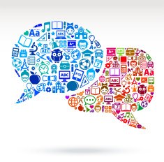 education and school Two Connected Speech Bubbles