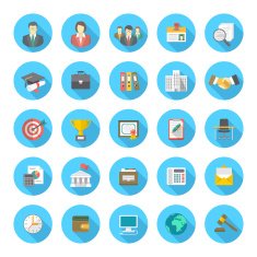 Round Flat Business Resume Icons