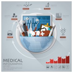 Global Medical And Health Infographic With Round Circle Diagram