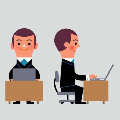 InfoGraphic working at desk
