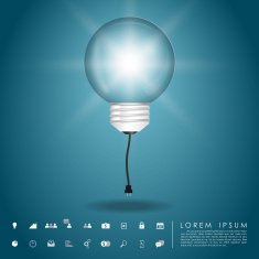 balloon idea lightbulb with business icon