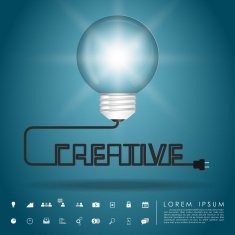 balloon idea lightbulb and creative wire with business icon