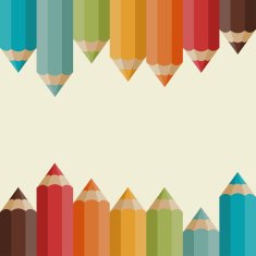 Background with colored pencils in retro style N2