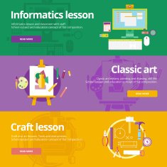 Flat design concepts for informatics classic art craft lessons