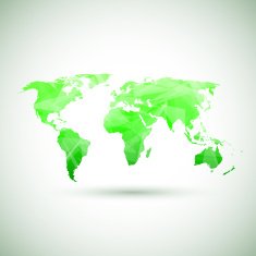 Low poly green vector world map