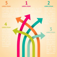 Five retro different way infographics Vector illustration