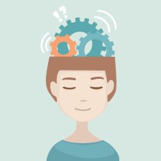 Man head with gears signs