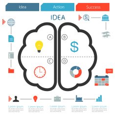 Brain infographic creative idea step of business concept