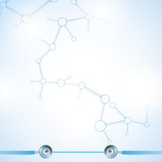 Abstract molecule blue white background