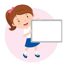 School girl holding whiteboard N2