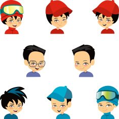 Cartoon Characters with diverse expressions and outfits N2