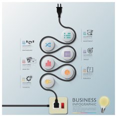 Curve Electric Wire Line Diagram Business Infographic