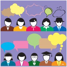 People with speech bubble for social networking and infographics
