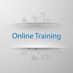 Education concept inscription &ldquo;Online training&rdquo; with formulas on the background