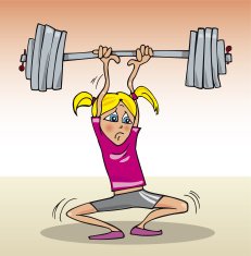 blonde girl lifting heavy weight
