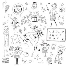 Hand drawn set for school design