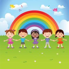 Diverse children under the rainbow N2