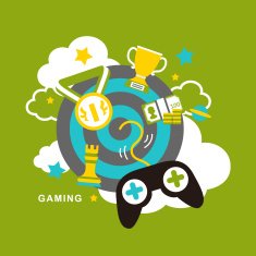 flat design icons concept of computer games N3