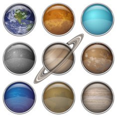 Solar System planets set buttons