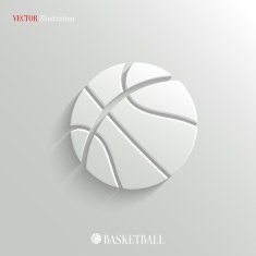 Basketball icon - vector white app button